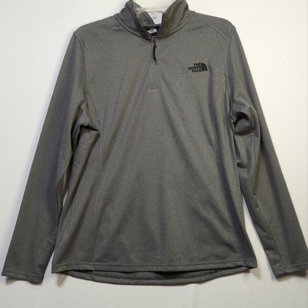 The North Face Womens XL Gray Quarter Zip Fleece Pullover Heather Mock Neck 477